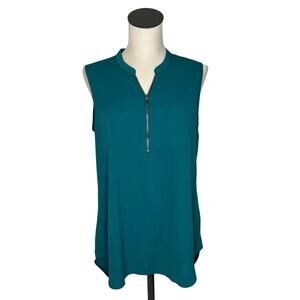 Timeson dark teal sleeveless tunic top Size large